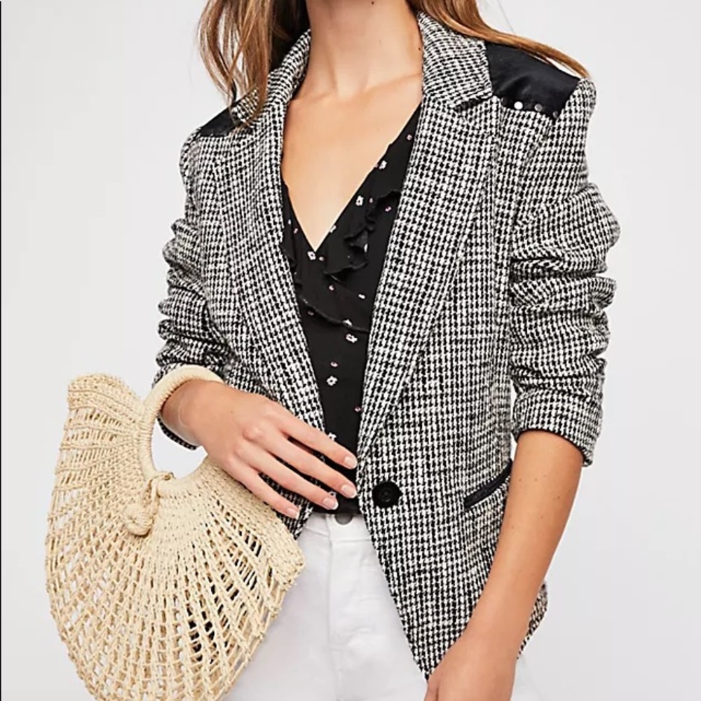Free People Rodeo Houndstooth Blazer Large